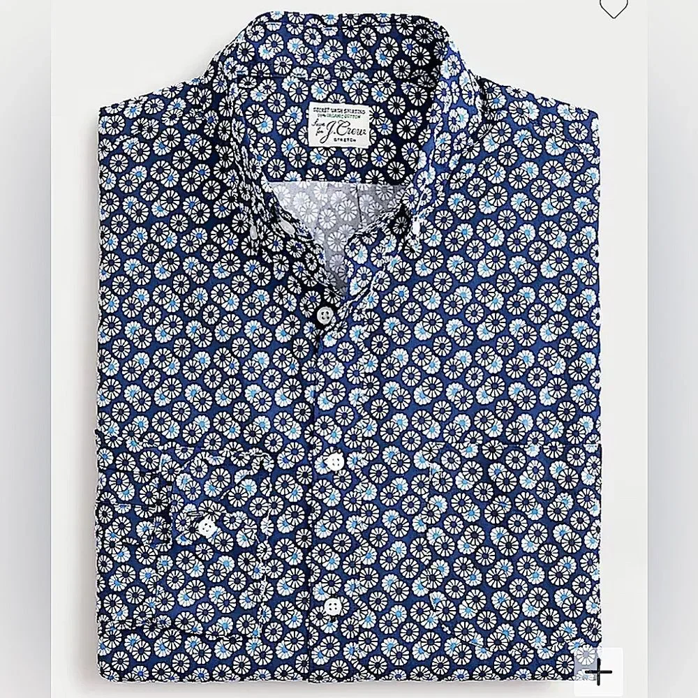 J. Crew Stretch Secret Wash Button Front Shirt in Floral Print Organic Cotton L